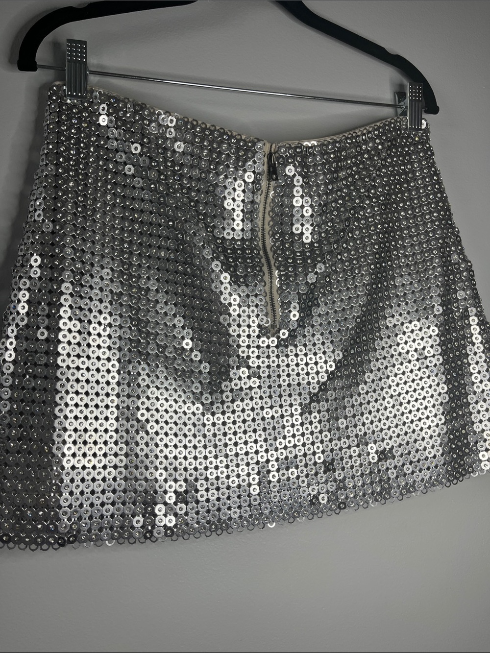 Alice & Olivia Riley low rise chainmail micro skirt rhinestones shiny metal - Picture 6 of 13